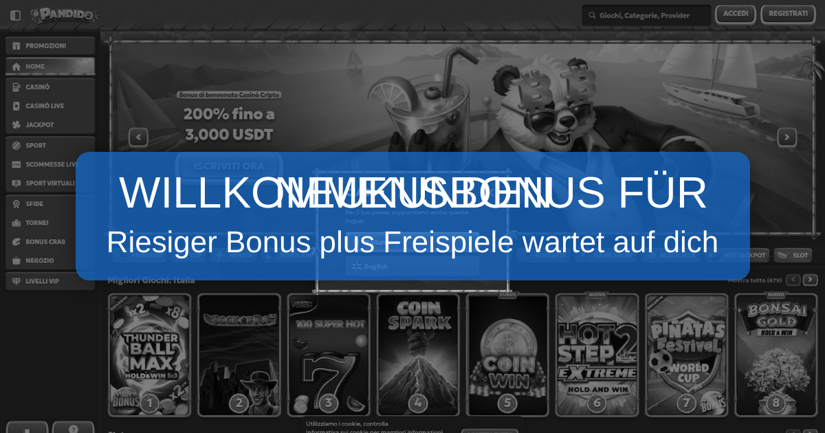 Pandido Casino welcome bonus